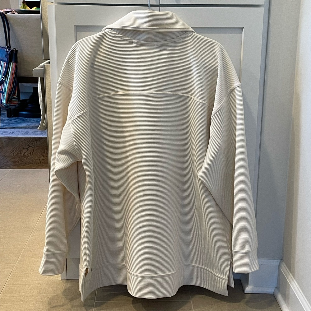 Zella Cream Ribbed Long-Sleeve Sweatshirt Size XL - Picture 2 of 7